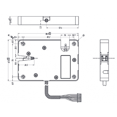 Dimensions de  verrou électrique résistant pour porte casier