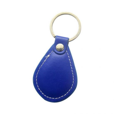Porte-clés bleu badge Proximité  RFID 125KHz en simili cuir