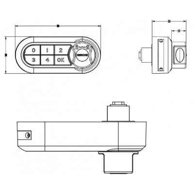 Dimensions de la serrure à code électronique pour casier de sport ou placard de bureau